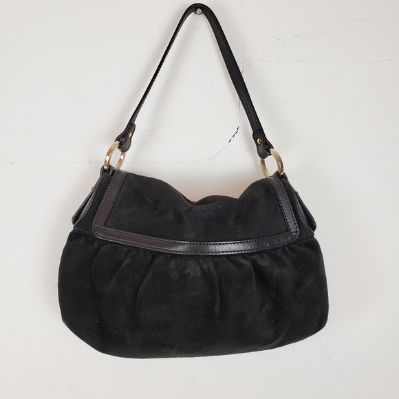 Fendi Handbags - Fendi Black Suede Shoulder Bag